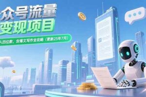 （15340期）公众号流量主变现项目，新手日入四位数，含爆文写作全攻略(更新25年7月)