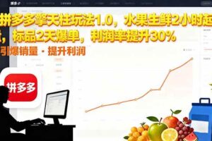 （16429期）拼多多 擎天柱玩法1.0，水果生鲜2小时起量，标品2天爆单，利润率提升30%