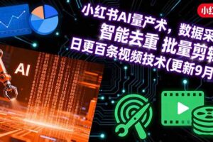 （16054期）小红书AI量产术，数据采集 智能去重 批量剪辑 日更百条视频技术(更新9月)