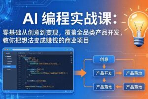（17828期）AI编程实战课-第三期 更新：零基础从创意到变现，覆盖全品类产品开发，把想法变成赚钱的项目