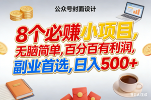 (17984期)8个必赚钱小项目,百分百有利润,无脑简单,副业首选,日入500+